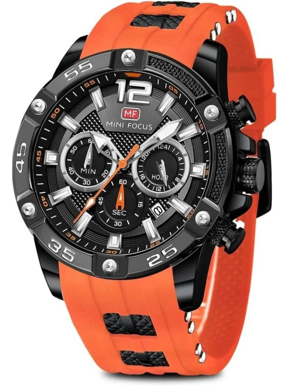 Men's Orange Analog Quartz Waterproof Chronograph Classic Stylish Casual Watch